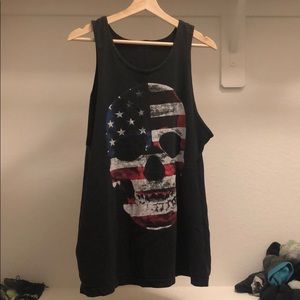 Men’s tank with American flag on skull